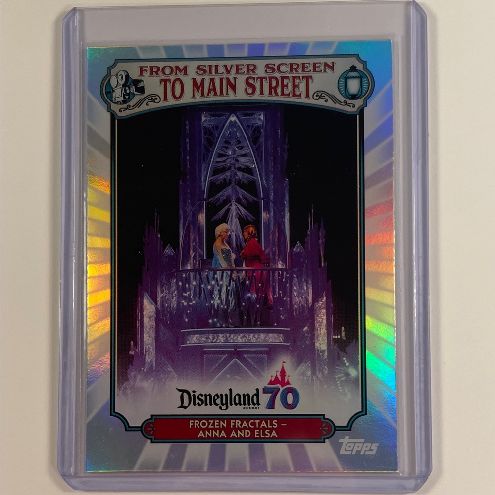 Topps Holographic Disneyland 70 Card — Purple & Blue Anna and Elsa